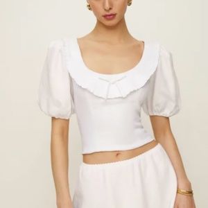 NWT Reformation Greta Linen Top - White
